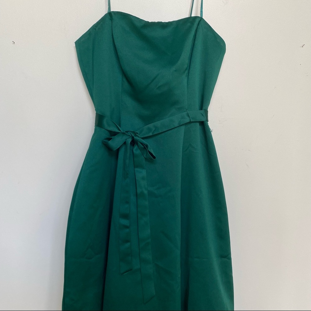 Papell Boutique Strapless Green Tea Length Dress